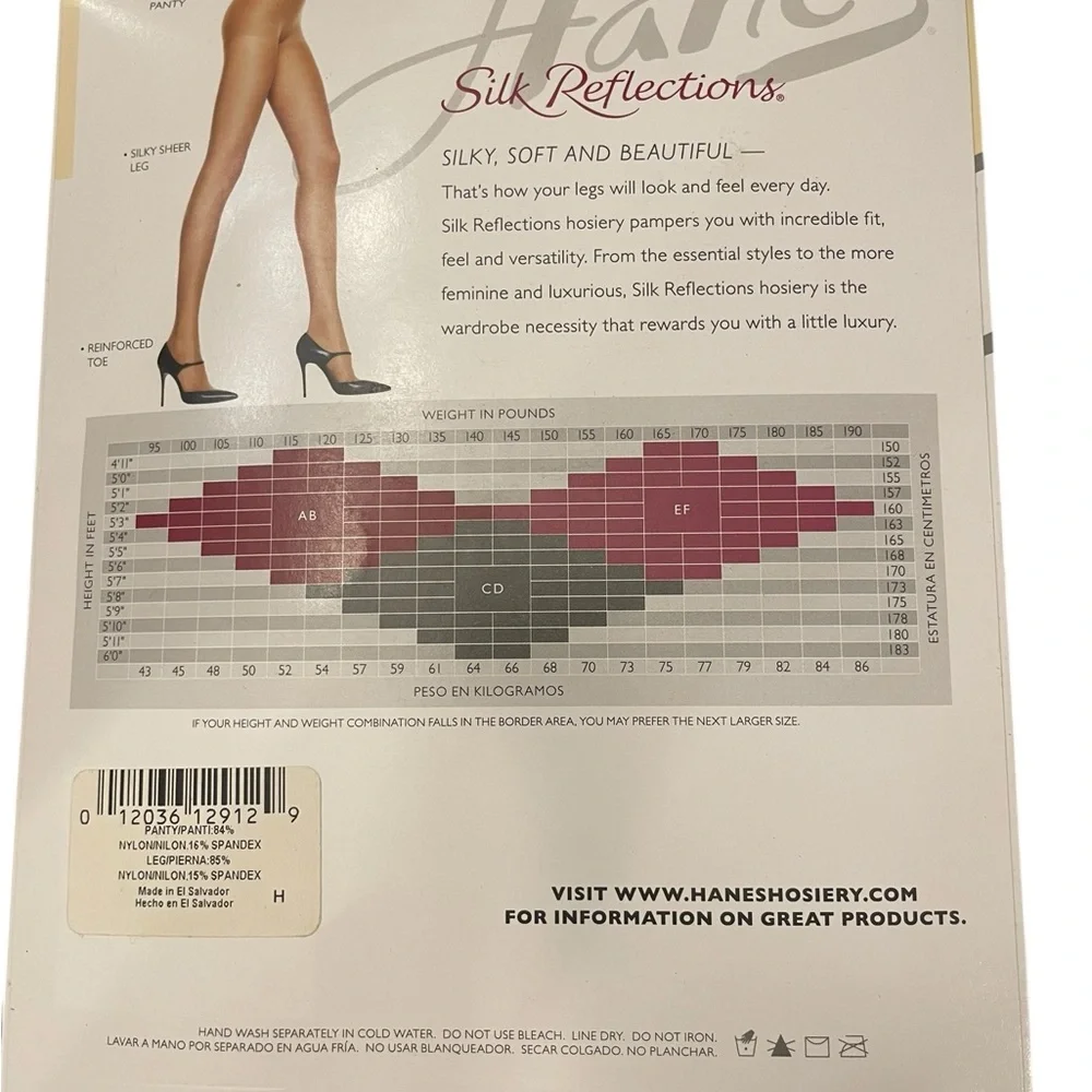 Hanes Silk Reflections Pantyhose Silky‎ Sheer Size EF Jet Black Control Top New